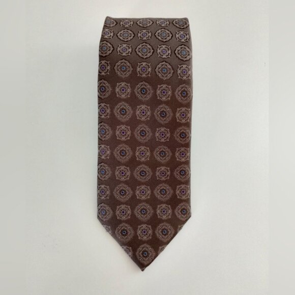 Canali Floral Medallion Pattern 100% Silk Italy 3.5inch W Office Career Classic - Picture 1 of 6